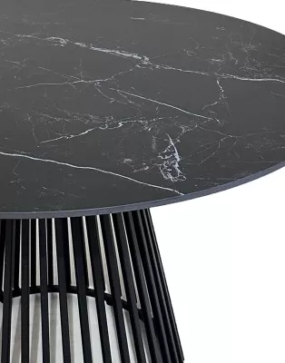 Стол TERNI 120 MATT BLACK MARBLE SOLID CERAMIC Черный мрамор матовый, керамика /Черн.каркас, ®DISAUR