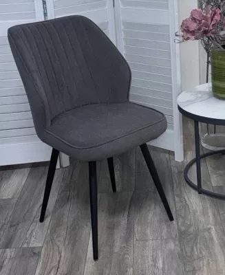 Стул РОССО 360 град. поворот. цвет B28 Темно-серый, велюр / черный каркас