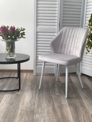 Стул SEATTLE-V СВЕТЛО-СЕРЫЙ BM-4, велюр / белый каркас М-City