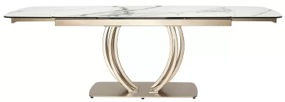 Стол MATERA 160 KL-188 Контрастный мрамор матовый, итал. керамика/ каркас цвета шампань, ®DISAUR