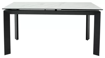 Стол CREMONA 160 KL-99 Белый мрамор матовый, итальянская керамика / черный каркас, ®DISAUR