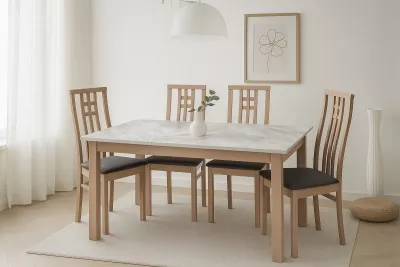 Стол TME-6931 MBH SWEDEN белый мрамор / MILKY WHITE  M-City