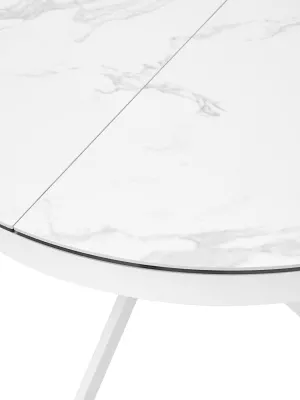 Стол TRENTO 120 HIGH GLOSS STATUARIO Белый мрамор глянцевый, керамика/ белый каркас, ®DISAUR