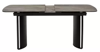 Стол RASMUS 160 KL-80 Серый мрамор, итальянская керамика / черный каркас, ®DISAUR