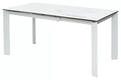 Стол CORNER 120 HIGH GLOSS STATUARIO керамика, стекло/ белый каркас, ®DISAUR