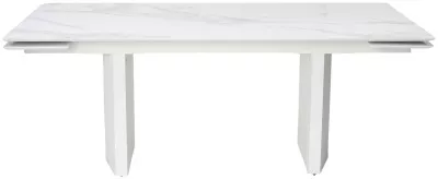 Стол МОЦАРТ 200 Белый мрамор, стекло / Белый М-City