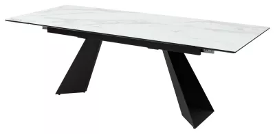Стол Купер 160 БЕЛЫЙ МРАМОР, черная шагрень, стекло / ЧЕРНЫЙ