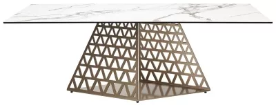 Стол ENNA 220 KL-188 Контрастный мрамор матовый, итальянская керамика/ каркас цвета шампань, ®DISAUR