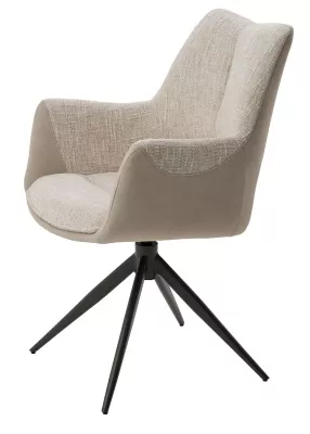 Стул ДАВЕН (DAVEN) 360 град, цвет КРЕМОВЫЙ RIELY-111 / G1038-10, ткань / ТЕМНО-СЕРЫЙ каркас, ®DISAUR
