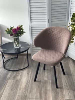 Стул ХИЛТОН 360 град., цвет B5 Капучино, велюр / черный каркас М-City