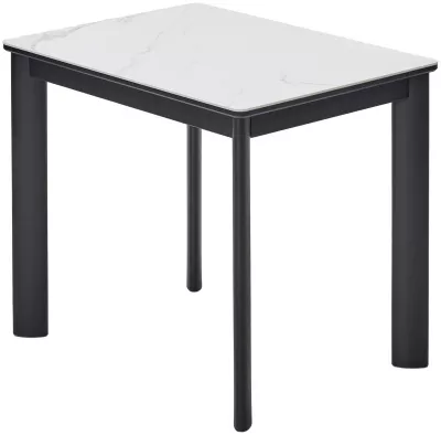 Стол ТЕТ-А-ТЕТ 120  Белый мрамор, керамика / Черный каркас М-City