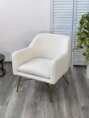 Кресло SHEEP NINI-01 Белый, teddy / золотой каркас М-City