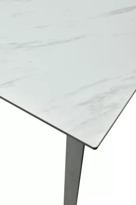 Стол CREMONA 160 KL-99 Белый мрамор матовый, итальянская керамика / черный каркас, ®DISAUR