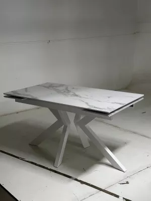 Стол Кентукки 3 140 БЕЛЫЙ МРАМОР, стекло / БЕЛЫЙ, М-City