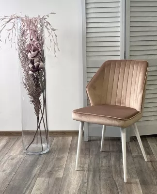 Стул SEATTLE-V БЕЖЕВЫЙ #5, велюр / белый каркас М-City