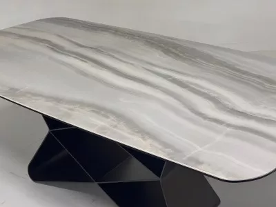 Стол ABSALON 180 ICE AGATE, керамика, стекло / Шоколадное золото каркас, ®DISAUR