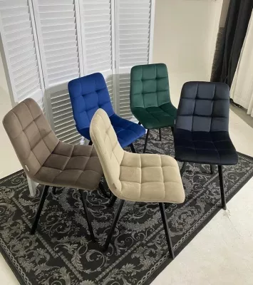 Стул ЧИЛИ ПРОФИЛЬ (CHILLI SQUARE) цвет  черный BLUVEL-19, велюр / черный каркас