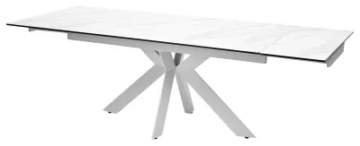 Стол БЕЛЛУНО (BELLUNO) 160 цвет KL-99 БЕЛЫЙ МРАМОР, итальянская керамика/ БЕЛЫЙ каркас, ®DISAUR