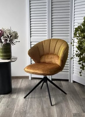 Стул ASTRA 360 град. поворот Желтый Sonic 68 ткань / 7525-132 велюр / черный каркас, ®DISAUR