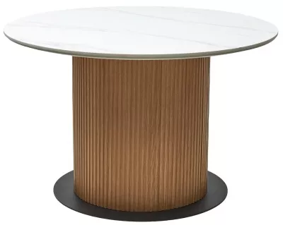 Стол MESA D120 цвет БЕЛЫЙ МРАМОР M326 / Каркас OAK, ®DISAUR