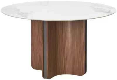 Стол CASTELA 135 Белый мрамор CA071, керамика / Орех, ®DISAUR