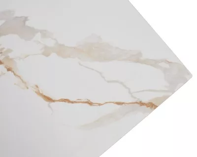 Стол ТАНГО 160 цвет Калакатта (CALACATTA GOLD), керамика / Черный каркас