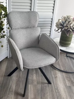 Стул LONG 360 град. поворот. NS10 Серый, букле / черный каркас, М-City