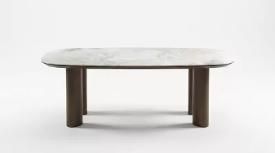 Стол ГАРДЕ (GARDE) 239 цвет Бежевый мрамор CA036, керамика / коричневый, ®DISAUR