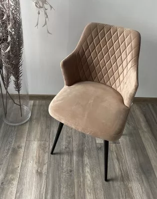 Стул HERMAN 360 град. БЕЖЕВЫЙ #5, велюр / черный каркас М-City