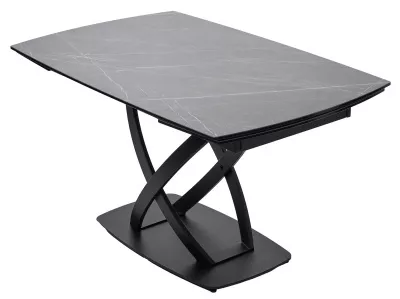 Стол FOGGIA 140 KL-136 Серый мрамор матовый, итальянская керамика/ черный каркас, ®DISAUR
