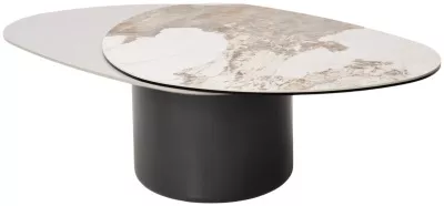 Стол кофейный NIKLAS PANDORA  керамика на стекле и окрашенный МДФ/ темно-серый МДФ каркас ®DISAUR