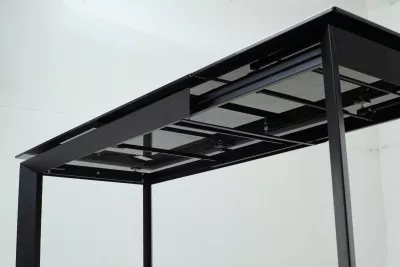 Стол CREMONA 160 KL-99 Белый мрамор матовый, итальянская керамика / черный каркас, ®DISAUR