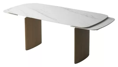 Стол КАЛВИН (CALVIN) 180 цвет КАРРАРА (SEMI-POLISHED SNOW CARRARA SOLID CERAMIC / СЕРЫЙ ДУБ, ®DISAUR