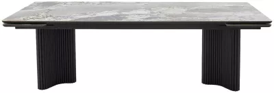 Стол АДАЖИО 240 (320) см цвет МИНЕРАЛ (MINERAL STONE NATURAL), керамика / Черный каркас