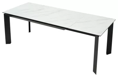 Стол CREMONA 180 KL-99 Белый мрамор матовый, итальянская керамика / черный каркас, ®DISAUR
