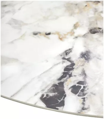 Стол КОЛИЗЕЙ D140 ARCTIC OCEAN, Белый мрамор, керамика / Черный каркас М-City