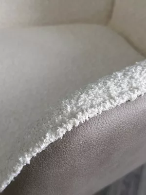 Стул ВОЛКАНО (VOLCANO) Белый Wales-101, ткань/светло-беж Maison 09, экокожа/  черный каркас, DISAUR