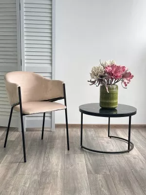 Стул ДИЛЛ, цвет H-06 Бежевый, велюр / черный каркас М-City