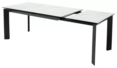 Стол CREMONA 180 KL-99 Белый мрамор матовый, итальянская керамика / черный каркас, ®DISAUR