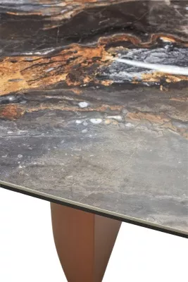 Стол ПУАНТО 200 TITANIUM LAWA NERO, керамика / МЕДЬ каркас М-City