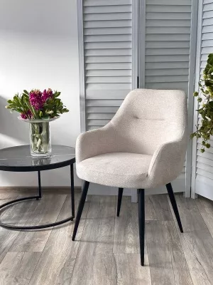 Стул STAMEN ткань DAVIS RETRO BLISS 02 светло-бежевый / черный каркас, ®DISAUR