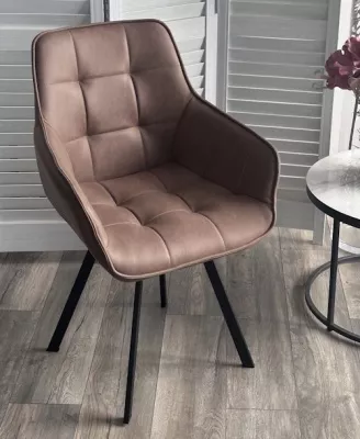 Стул СОЛИС 360 град. поворот.  Федерика Шоколад, иск.замша / черный каркас