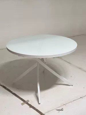 Стол ДАРИО D110 раскладной Белый, стекло/ Белый каркас М-City