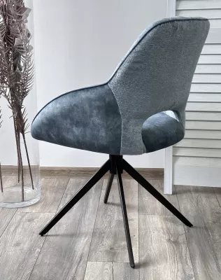 Стул БЕРРИС (BERRIES) 360 град. Синий Loris-37, велюр / темно-синий 7525-56 / черный каркас, DISAUR