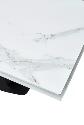 Стол Ниагара 160 БЕЛЫЙ МРАМОР, стекло / ЧЕРНЫЙ, М-City