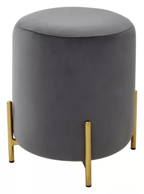 Пуф для гостиной РАЙС (RICE) цвет BLUVEL-14 серый / золотой