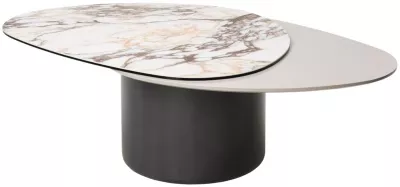 Стол кофейный NIKLAS TL-312 испанская керамика, стекло / МДФ окраш. /темно-серый МДФ каркас ®DISAUR