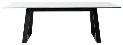 Стол Франк 180 БЕЛЫЙ МРАМОР, стекло / ЧЕРНЫЙ М-City