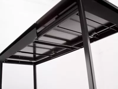 Стол CREMONA 140 HIGH GLOSS STATUARIO Белый мрамор глянцевый, керамика/ черный каркас, ®DISAUR