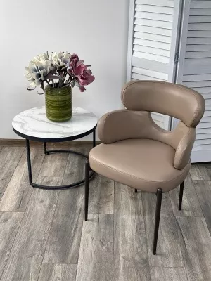 Стул VALTER HF017-20 Коричнево-серый, экокожа / Темно-серый каркас, ®DISAUR